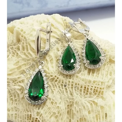 Ezüst MEDÁL+FÜLIcir SZETT ,ZÖLD