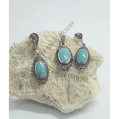 Ezüst szett TÜRKIZ ÉS MARKAZIT kővel
