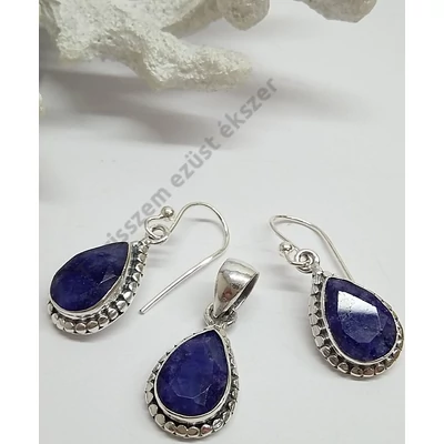 Ezüst szett zafír kővel