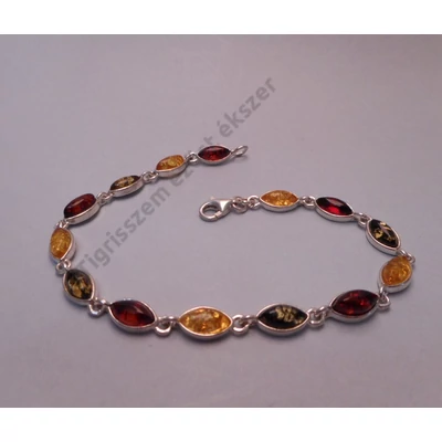 Ezüst karkötő  BOROSTYÁNNAL 3 színű 
