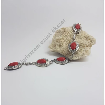 Ezüst és korall karkötő