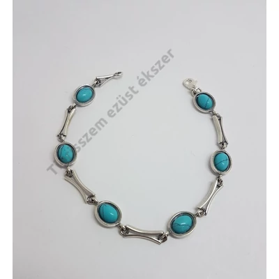 Ezüst karkötő ovális türkiz kövekkel ,antikolt 20 cm