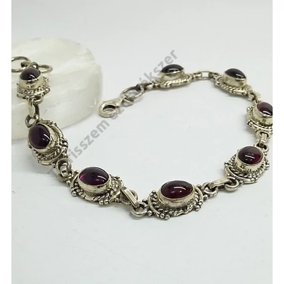 Ezüst karkötő cseh gránát kővel