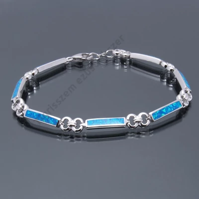 Ezüst karkötő,karlánc   kék opál. 20 cm 