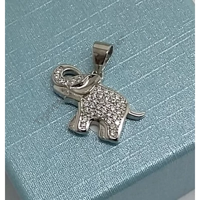 Ezüst elefánt medál cirkónia kövekkel