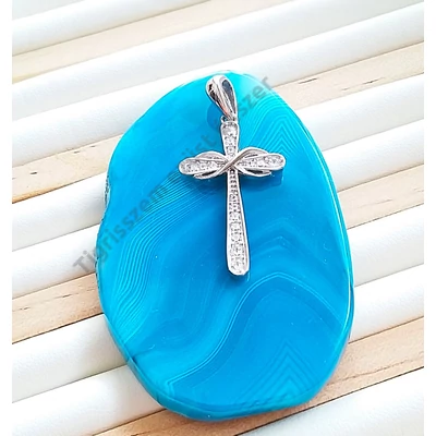 Ezüst kereszt medál cirkónia kövekkel