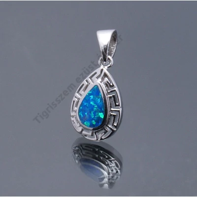 Ezüst medál kék opállal görög minta 