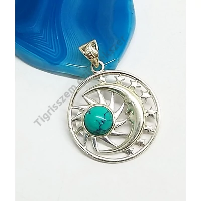 Ezüst türkenit medál,nap-hold-csillagok