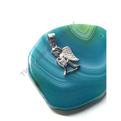 Ezüst medál cirkónia kővel,angyal