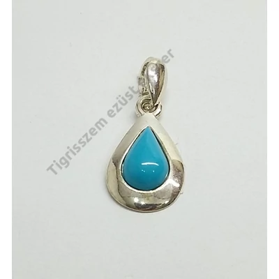 Ezüst türkiz medál,csepp forma